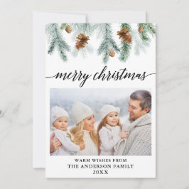 Waterverf met kalligrafie Pine Cones met kerstmis Feestdagenkaart