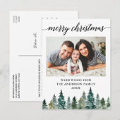 Waterverf met kalligrafie Pine Trees met kerstmis Briefkaart (Voorkant / Achterkant)