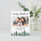 Waterverf met kalligrafie Pine Trees met kerstmis Briefkaart (Staand voorkant)