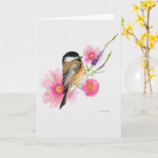 Waterverf met kapotte kip kaart (Gele Bloem)