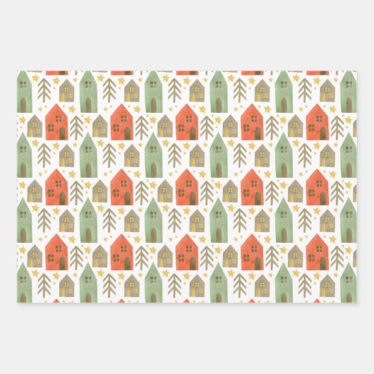 Waterverf met kerst en snoepsnoep inpakpapier vel (Voorkant 2)