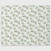 Waterverf met kerst in botanische holly Berries Cadeaupapier (Vlak)