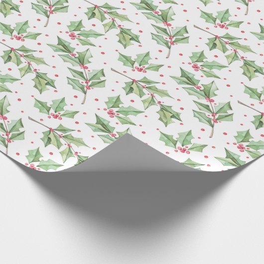Waterverf met kerst in botanische holly Berries Cadeaupapier (Hoek)