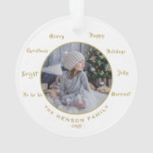 Waterverf met kerstbomen Golden Family Foto Ornament (achterkant)