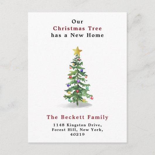 Waterverf met kerstbomen - Nieuwe thuisfeestdag Aankondigingskaart (Voorkant)