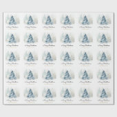 Waterverf met kerstbomen sneeuw voor wit goud cadeaupapier (Vlak)