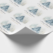 Waterverf met kerstbomen sneeuw voor wit goud cadeaupapier (Hoek)