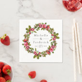 Waterverf met kerstbruiloft Floral Holly Servet (Insitu)