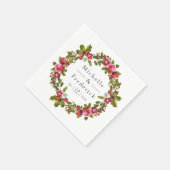 Waterverf met kerstbruiloft Floral Holly Servet (Hoek)