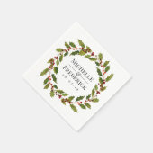 Waterverf met kerstbruiloft Floral Holly Servet (Hoek)