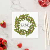 Waterverf met kerstbruiloft Floral Holly Servet (Insitu)