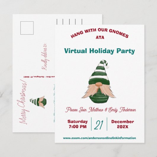 Waterverf met kerstcadeau op maat uitnodiging briefkaart (Voorkant / Achterkant)