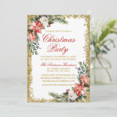 Waterverf met kerstfeest in Poinsettia Glitter Red Kaart (Staand voorkant)
