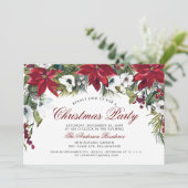 Waterverf met kerstfeest Red Poinsettia Floral Kaart (Staand voorkant)