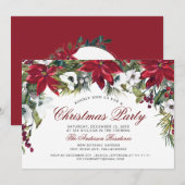 Waterverf met kerstfeest Red Poinsettia Floral Kaart (Voorkant / Achterkant)
