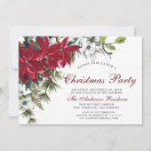 Waterverf met kerstfeest Red Poinsettia Floral Kaart (Voorkant)