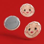 Waterverf met kerstfeestdag — Gingerbrood Ronde Button 3,2 Cm