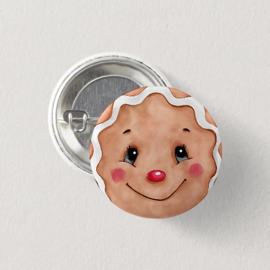 Waterverf met kerstfeestdag — Gingerbrood Ronde Button 3,2 Cm (Voorkant /achterkant)