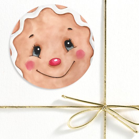 Waterverf met kerstfeestdag — Gingerbrood Ronde Sticker