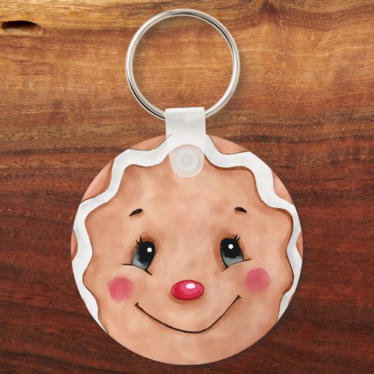 Waterverf met kerstfeestdag — Gingerbrood Sleutelhanger (Voorkant)