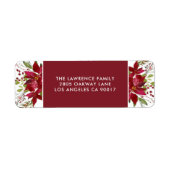 Waterverf met kerstfeestdag in Poinsettia Etiket (Voorkant)