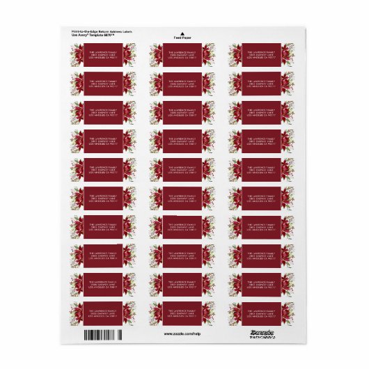 Waterverf met kerstfeestdag in Poinsettia Etiket (Full Sheet)