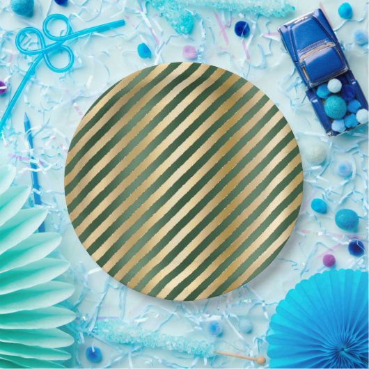 Waterverf met kerstgroene gouden streep papieren bordje (Feest)