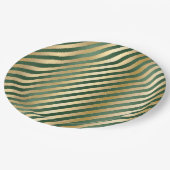 Waterverf met kerstgroene gouden streep papieren bordje (Gekanteld)
