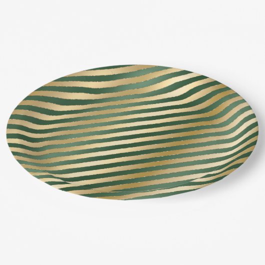 Waterverf met kerstgroene gouden streep papieren bordje (Gekanteld)