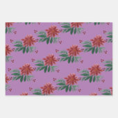 Waterverf met kersthand Poinsettia Burgandy Inpakpapier Vel (Voorkant 3)