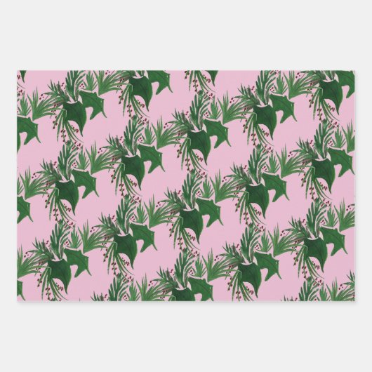 Waterverf met kersthand, roze Berries Inpakpapier Vel (Voorkant)