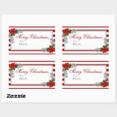 Waterverf met kerstlabel Poinsettia Rechthoekige Sticker (Vel)
