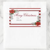 Waterverf met kerstlabel Poinsettia Rechthoekige Sticker (Tas)