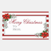 Waterverf met kerstlabel Poinsettia Rechthoekige Sticker (Voorkant)