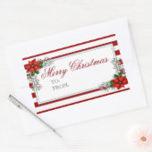 Waterverf met kerstlabel Poinsettia Rechthoekige Sticker (Envelop)