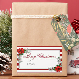 Waterverf met kerstlabel Poinsettia Rechthoekige Sticker
