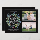 Waterverf met kerstmis 2-fotofeestdag feestdagenkaart (Voorkant / Achterkant)