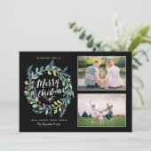 Waterverf met kerstmis 2-fotofeestdag feestdagenkaart (Staand voorkant)