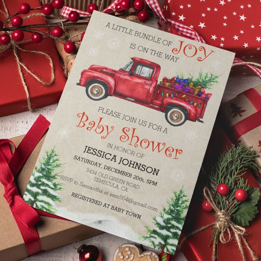 Waterverf met kerstmis Baby shower bundel Joy Kaart