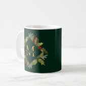 Waterverf met kerstmis Big Monogram Holly Wreator Koffiemok (Voorkant links)