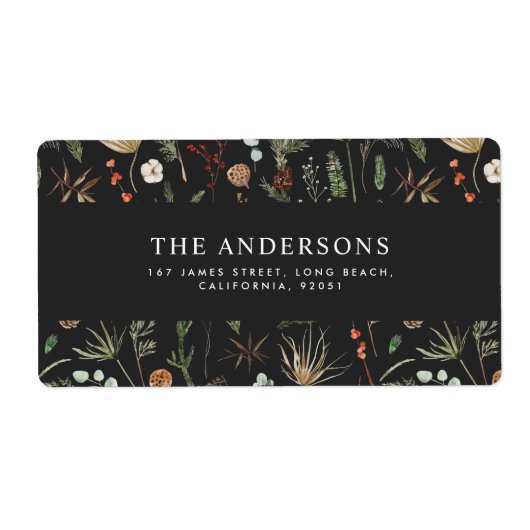 Waterverf met kerstmis botanische floranje etiket (Voorkant)