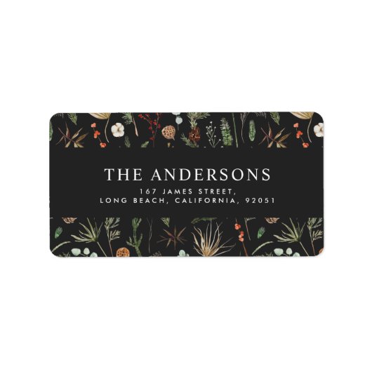 Waterverf met kerstmis botanische floranje etiket (Voorkant)