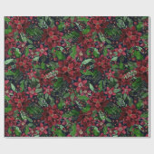 Waterverf met kerstmis-Bourgogne Poinsettia Flower Cadeaupapier (Vlak)