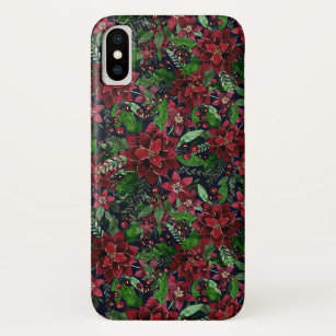 Waterverf met kerstmis-Bourgogne Poinsettia Flower Case-Mate iPhone Case
