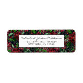 Waterverf met kerstmis-Bourgogne Poinsettia Flower Etiket (Voorkant)