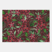 Waterverf met kerstmis-Bourgogne Poinsettia Flower Inpakpapier Vel (Voorkant 3)