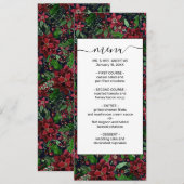 Waterverf met kerstmis-Bourgogne Poinsettia Flower Menu (Voorkant / Achterkant)