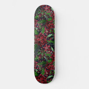 Waterverf met kerstmis-Bourgogne Poinsettia Flower Persoonlijk Skateboard