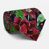 Waterverf met kerstmis-Bourgogne Poinsettia Flower Stropdas (Opgerold)