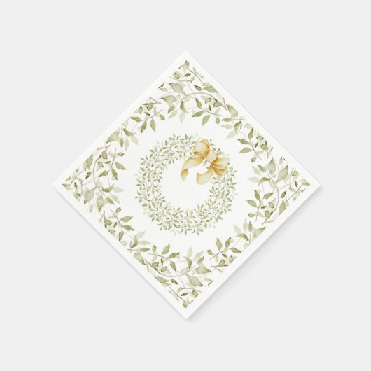 Waterverf met Kerstmis Gold Bow Elegant Servet (Hoek)